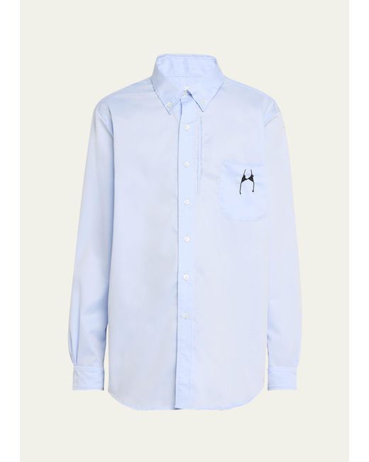 Random Identities Blue Oxford Dress Shirt With Bra Logo for men