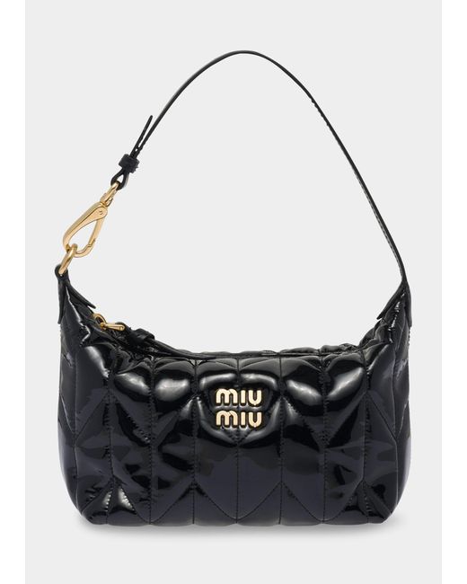 Miu Miu Spirit Small Zip Leather Shoulder Bag in Black Lyst