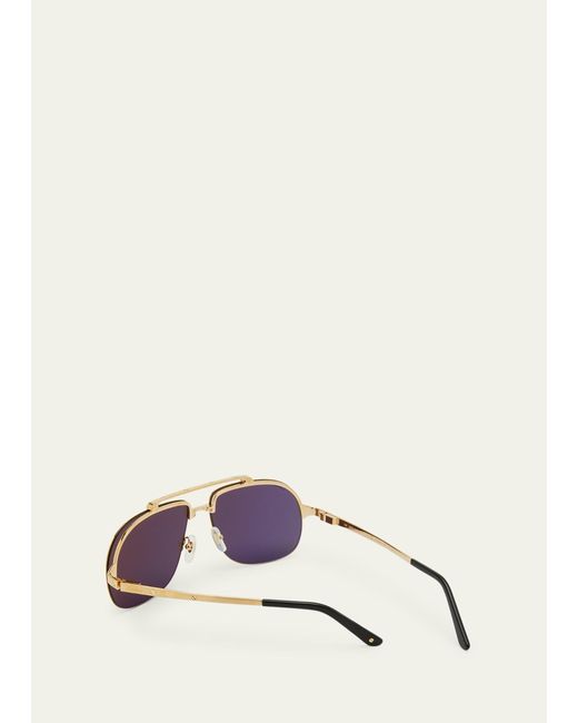 Cartier Natural Metal Double-bridge Aviator Sunglasses for men