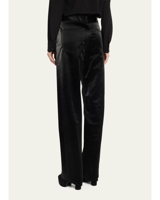 Saint Laurent Black Long Leather Pants