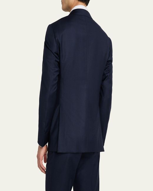 Giorgio Armani Blue Tonal Plaid Wool Two-Piece Suit for men