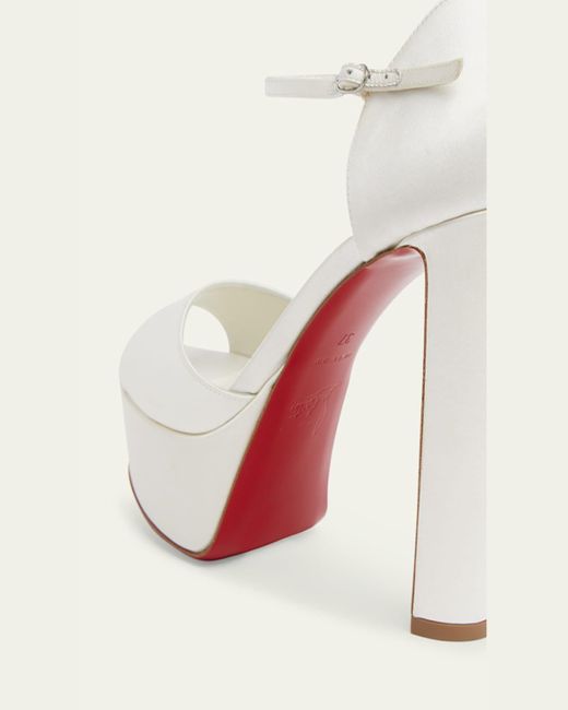 Christian Louboutin Pink 130Mm Sandaloo Silk Ankle-Strap Platform Sandals