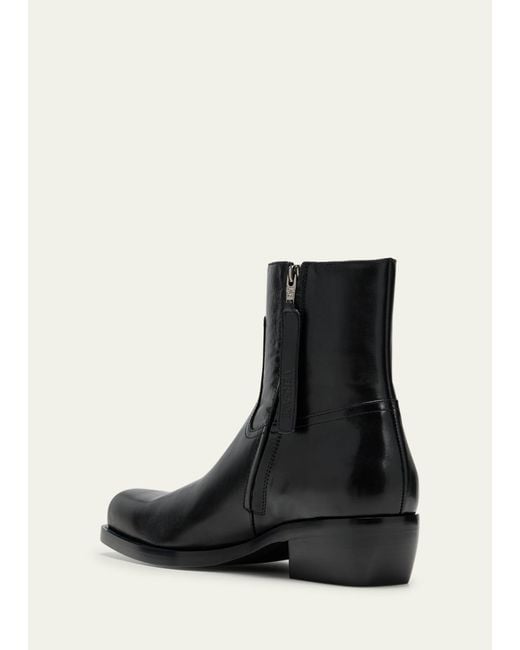 Versace Black Square-toe Leather Ankle Boots for men