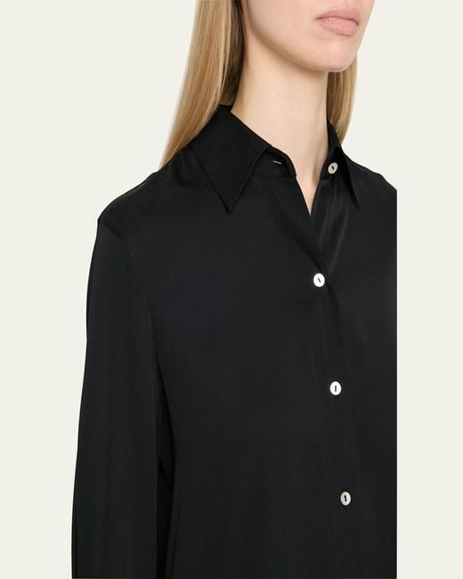 Vince Blue Classic Button-Front Blouse