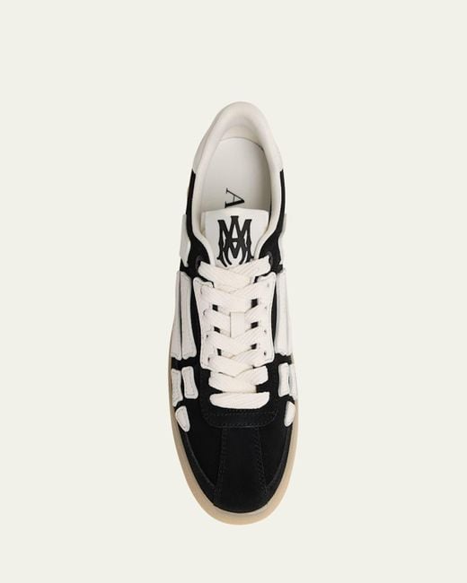 Amiri Pacific Bones Mixed Leather Sneakers in Natural | Lyst