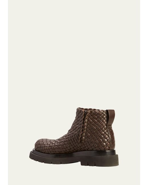 Bottega Veneta Brown Lug-sole Woven Leather Ankle Boots for men