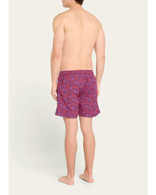 Charvet x Thorsun Pink Large Paisley Swim Shorts for men