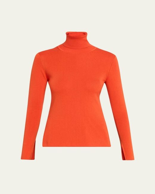 Ashlyn Red Kiana Silk-Cotton Turtleneck Sweater