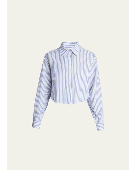 Isabel Marant Blue Eliora Striped Button-front Crop Shirt