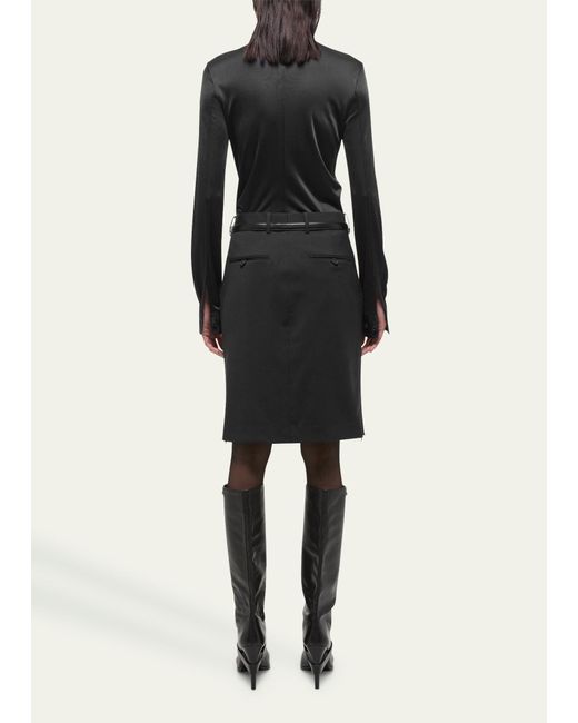 Helmut Lang Black Wool Zip Pencil Skirt
