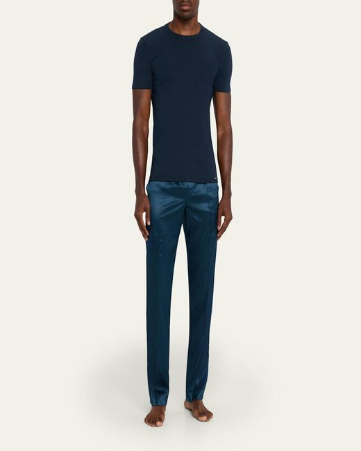 Tom Ford Blue Solid Stretch Jersey T-Shirt for men