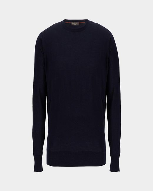 Loro Piana Black Girocollo Wool Crewneck Sweater for men