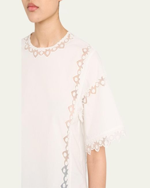 Ulla Johnson Natural Kai Embroidered Short-Sleeve Top