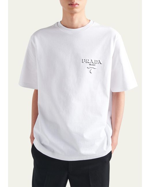 Prada White Jersey Logo T-shirt for men