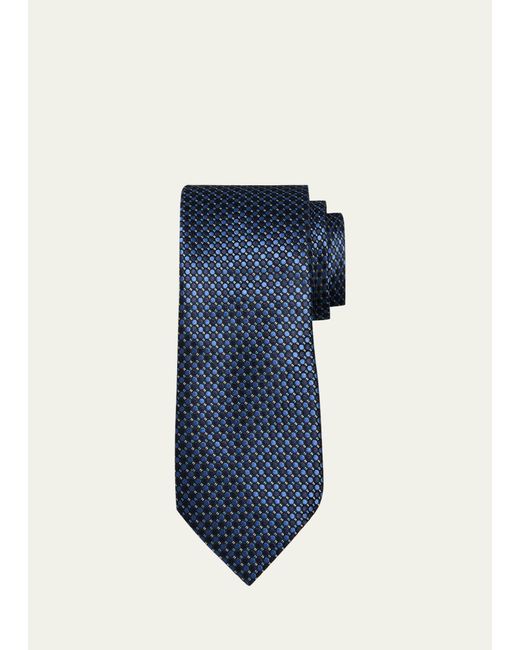 Zegna Blue Micro-geometric Silk Tie for men