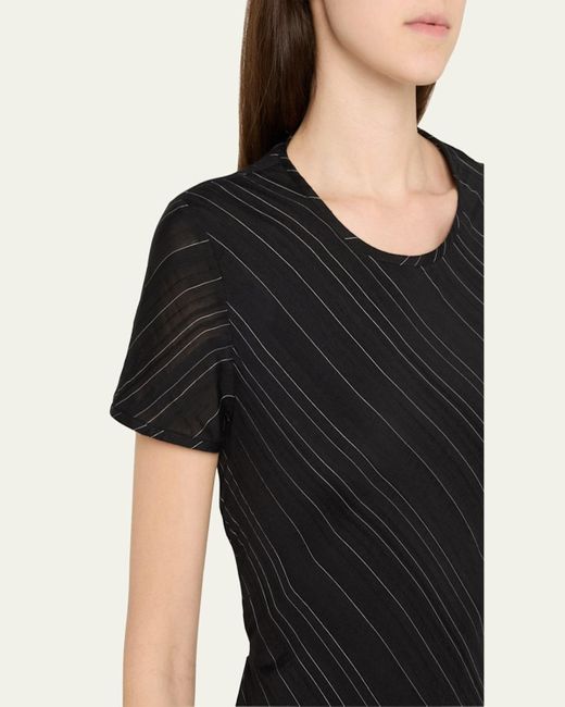 Proenza Schouler Black Joss Woven Stripe Short-Sleeve Maxi Dress