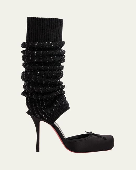 Christian Louboutin Black 110Mm Cassia Annmac Satin Leg Warmer Pumps
