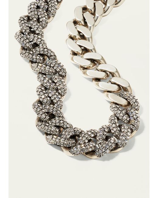 Saint Laurent Natural Rhinestone Thick Curb Chain Necklace