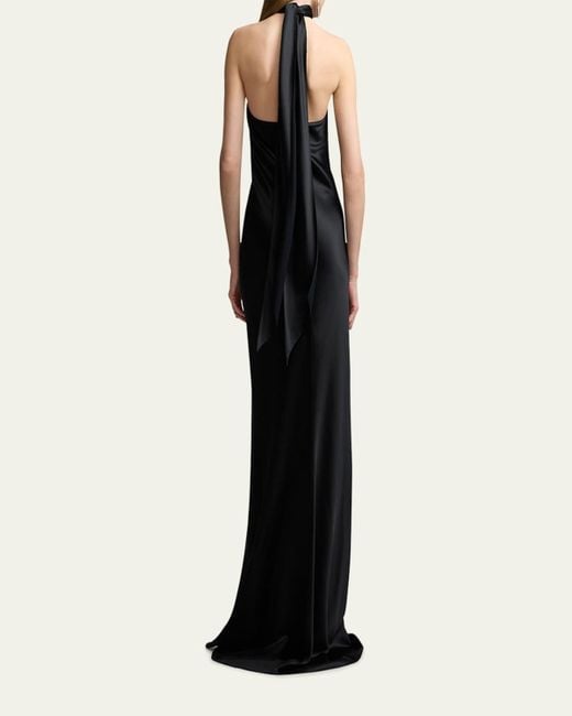 Ralph Lauren Black Chilton Stretch Satin Gown