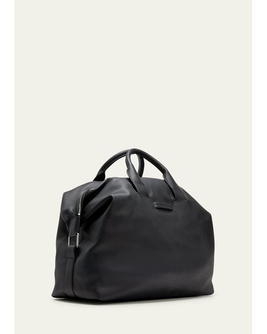 Zegna Black Holdall Raglan Leather Duffle Bag for men