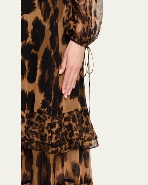 Diane von Furstenberg Women's Brown Nadine Leopard-Print Silk