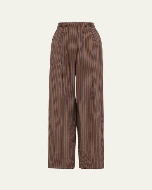 A.L.C. Brown Emmett Pinstripe Wide-Leg Pants