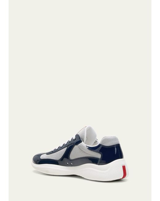 Prada White America's Cup Patent Leather Patchwork Sneakers for men
