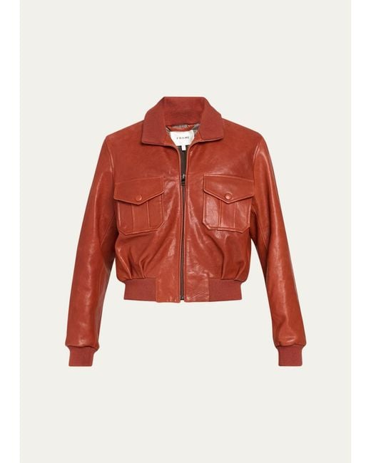 FRAME Red The Ace Leather Jacket