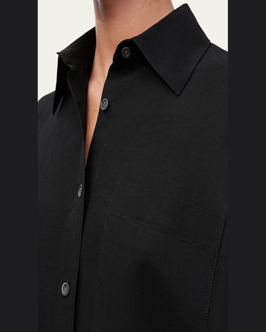 Loewe Black Drawstring Open-Back Blouson Blouse