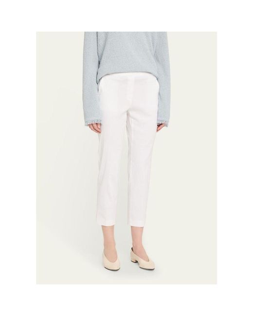 Theory White Treeca Cropped Slim Pull-On Pants