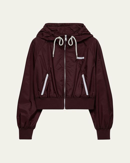 Prada Red Hooded Drawstring Zip-Up Jacket