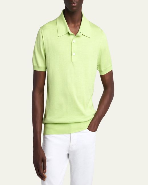 Tom Ford Green Classic-Fit Cotton Knit Polo Shirt for men