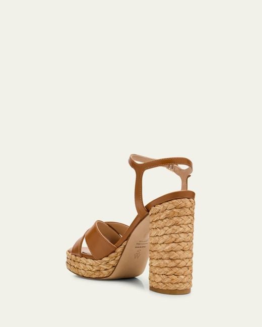 Stuart Weitzman Natural Dayna Leather Crisscross Platform Sandals