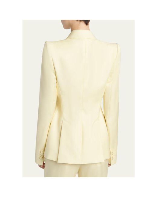 McQueen Natural Single-Breasted Crepe Slim Jacket
