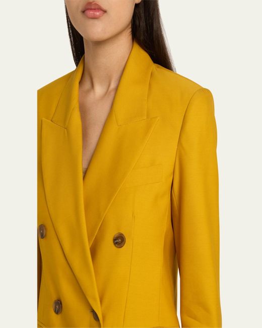 Heirlome Yellow Laurence Silk Double-Breasted Blazer