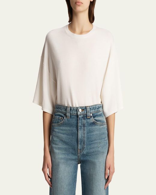 Khaite White Simon Boxy Wool-Blend Bodysuit
