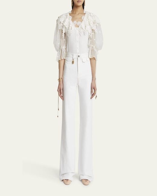 Chloé White High Rise Flared Jeans