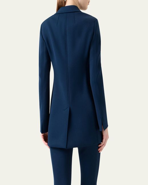 Akris Blue Duska Techno Neoprene Double-Breasted Jacket
