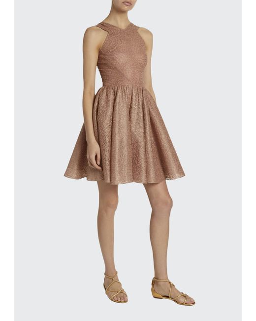 halter neck fit and flare dress