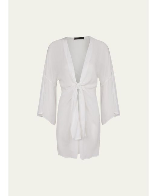 ViX White Solid Perola Knot Short Coverup