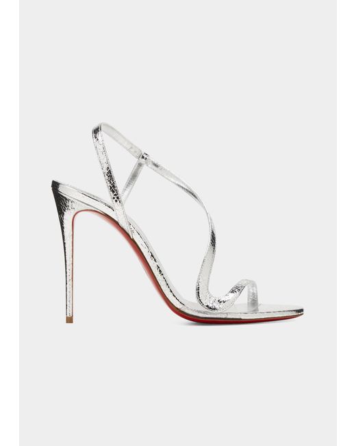 Christian Louboutin Rosalie Metallic Red Sole Stiletto Sandals in White | Lyst