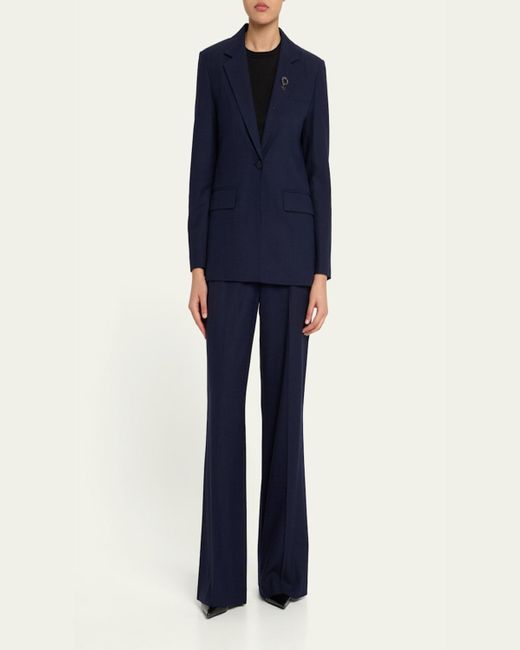 Kobi Halperin Blue Kent Single-Button Viscose Jacket