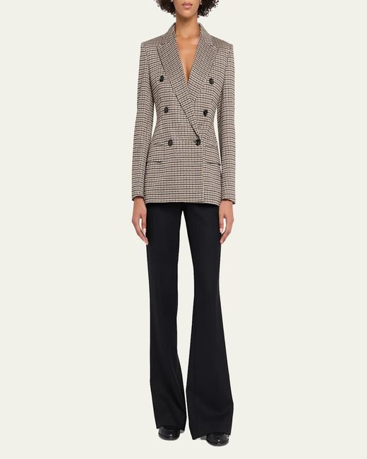 Max Mara Gray Wool Houndstooth Double-Breasted Jacket