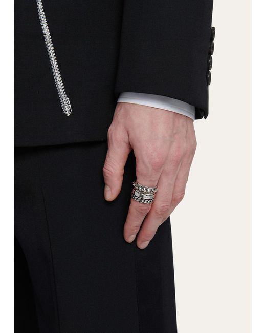 Alexander McQueen White Punk Multi-layer Ring for men