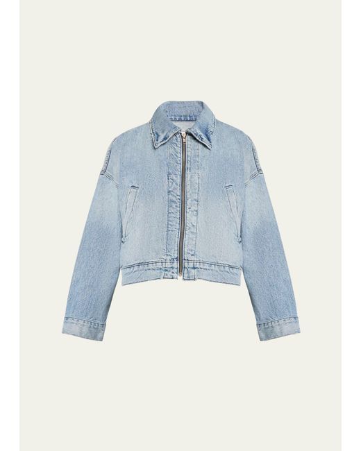 Bliss and Mischief Blue Conway Zip Cropped Denim Jacket
