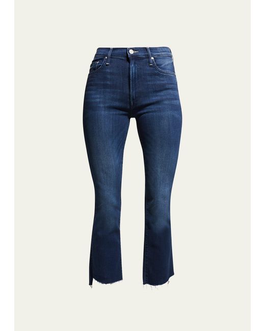 Mother Blue The Insider Cropped Step Fray Bootcut Jeans