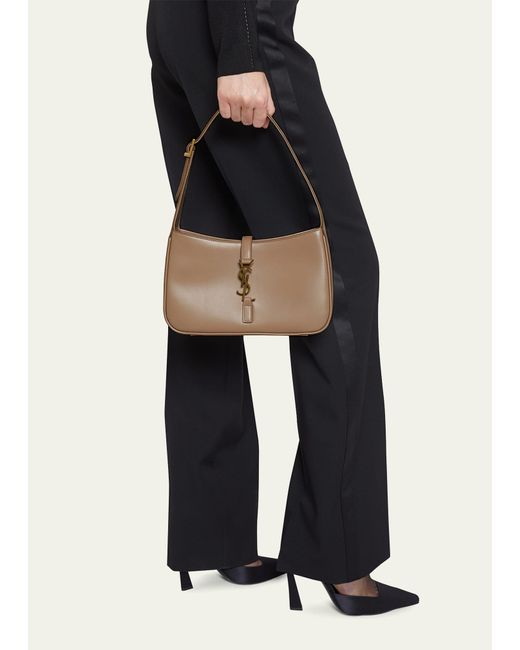 Saint Laurent Natural Le 5 A 7 Mini Ysl Shoulder Bag In Smooth Leather