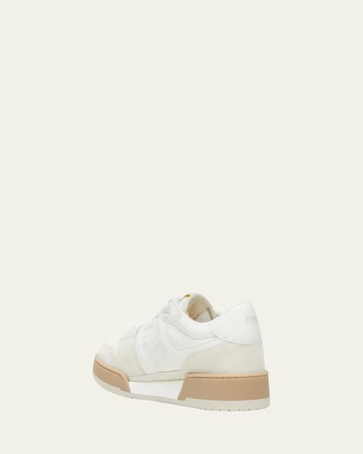 Fendi Natural Match Leather Ff-Logo Low-Top Sneakers for men