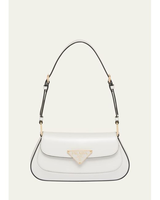 Prada Flap Spazzolato Leather Shoulder Bag in Natural Lyst
