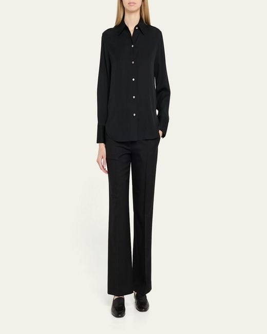 Vince Blue Classic Button-Front Blouse
